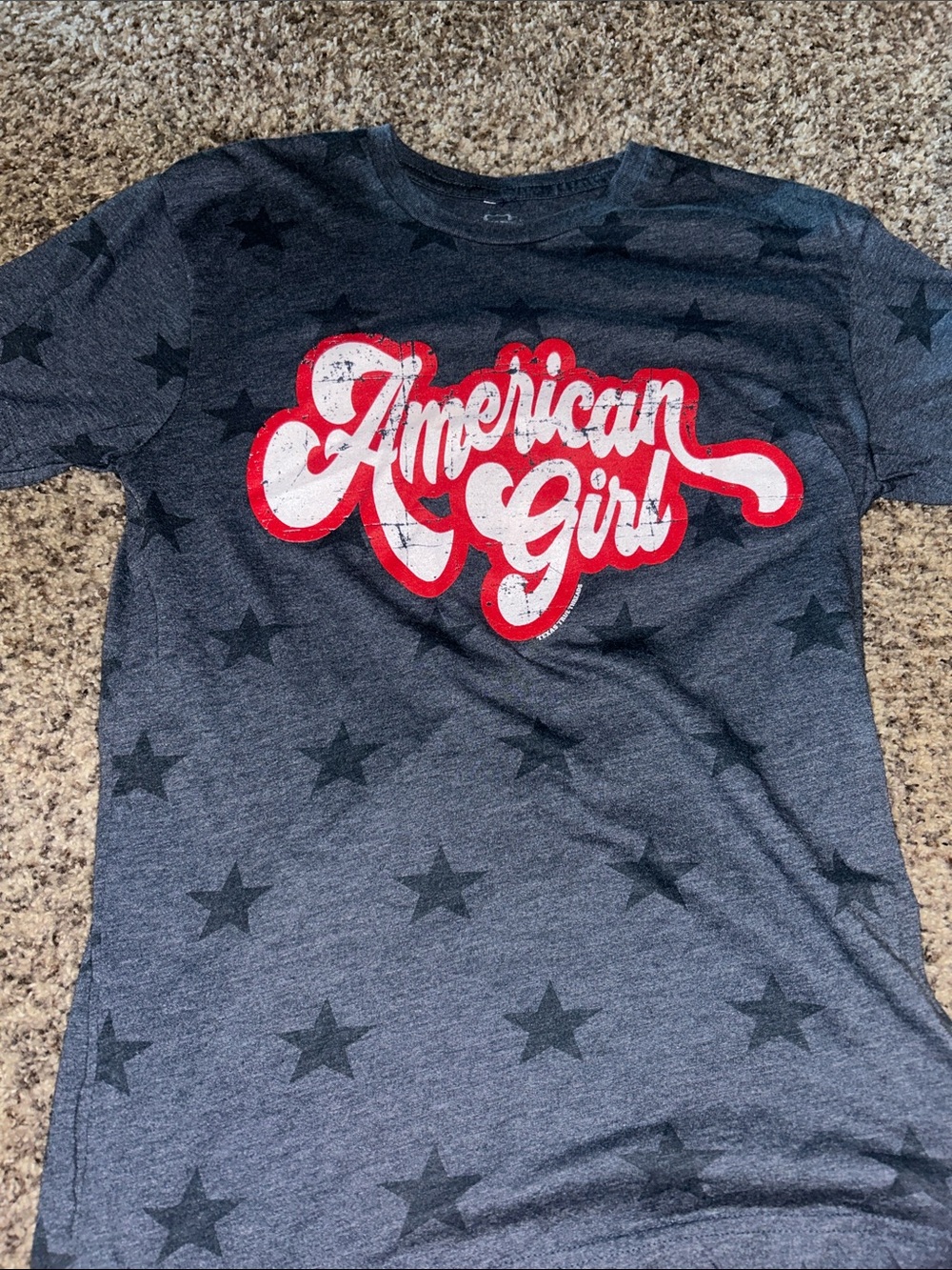 American Girl Charcoal Star Short Sleeve Tee with Red-Trim Logo